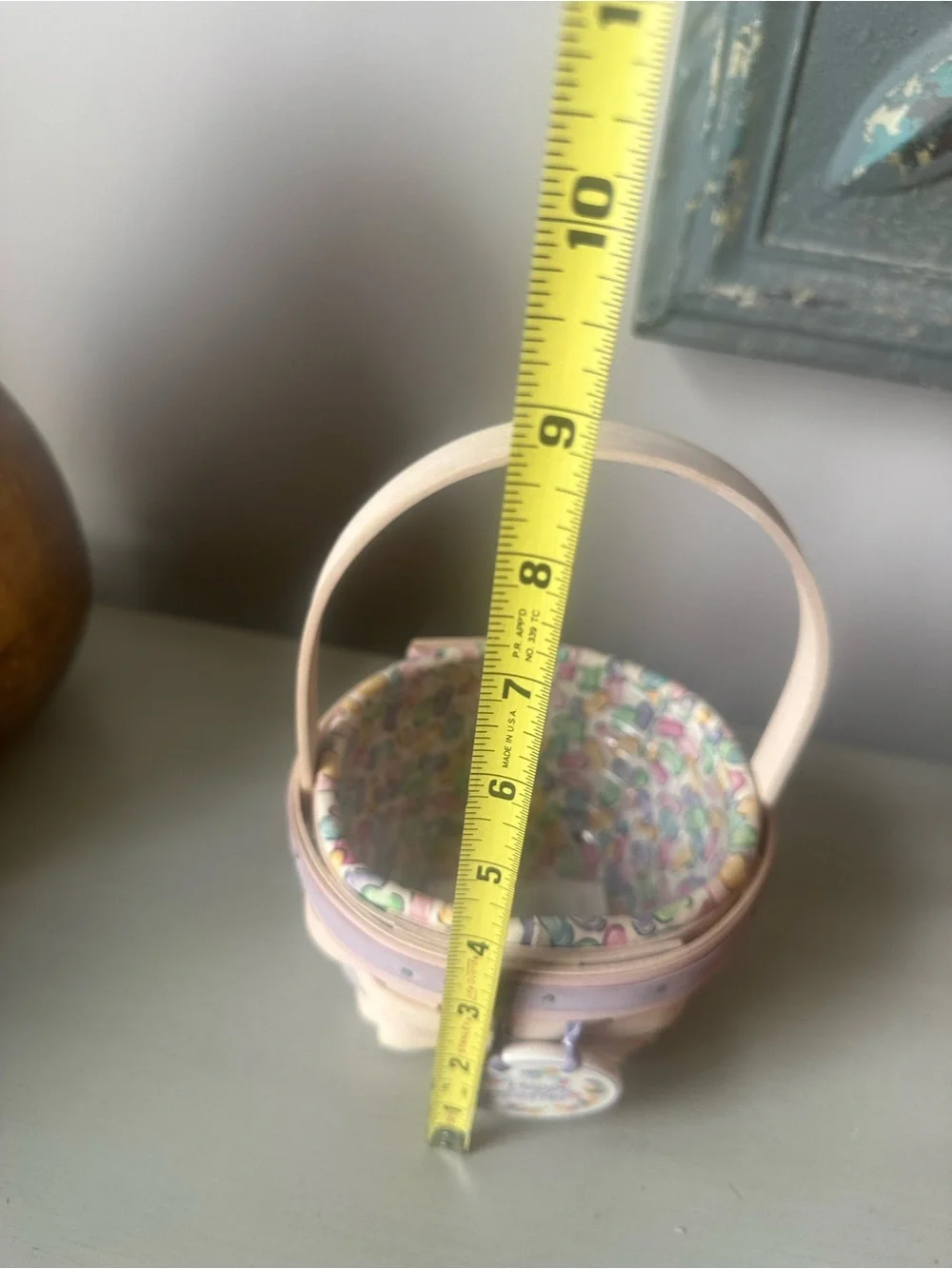 Longaberger small Easter  basket jelly bean liner protector tie on white wash